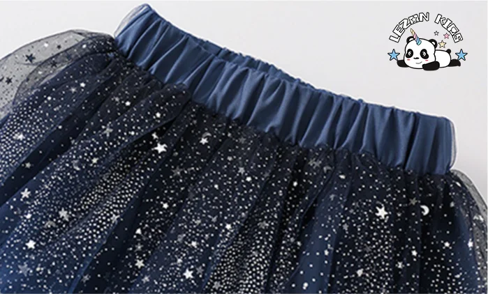 Saia de Princesa Sequenciada com Brilho Personalizável para Meninas, Saia de Malha, Vestido Tutu Pregueado de Tule Inchado - Product Image