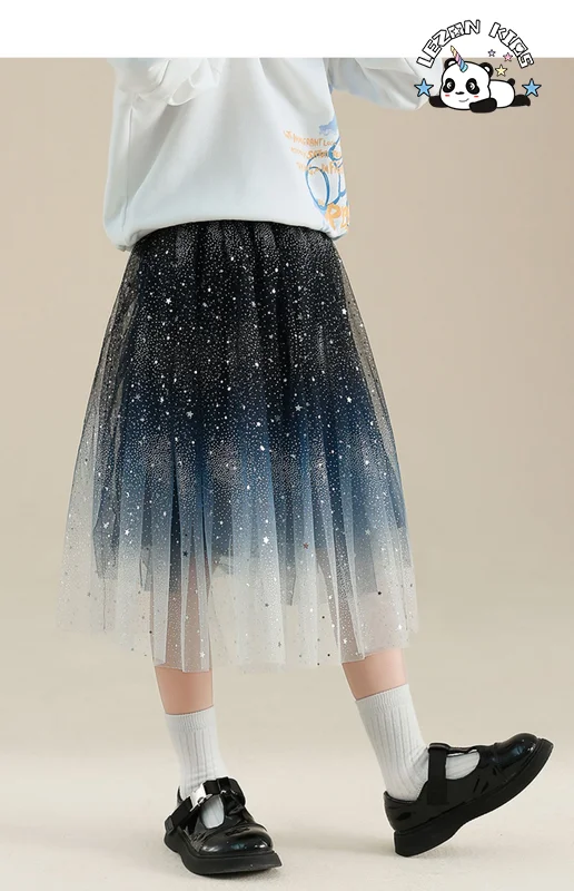 Saia de Princesa Sequenciada com Brilho Personalizável para Meninas, Saia de Malha, Vestido Tutu Pregueado de Tule Inchado - Product Image