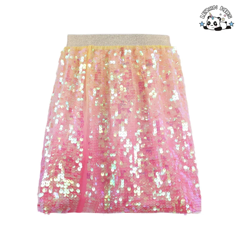 Personalização de Saias Curtas de Sequins Doces e Bloco de Cores para Meninas
