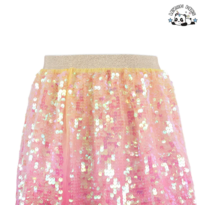 Personalização de Saias Curtas de Sequins Doces e Bloco de Cores para Meninas - Product Image