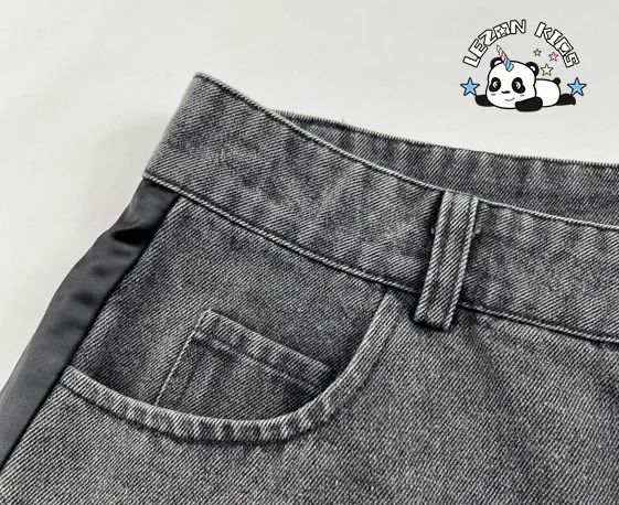 Customized Children's Clothing Girls' High Quality Denim Skirt Detachable Feather Denim Skirt - Product Image