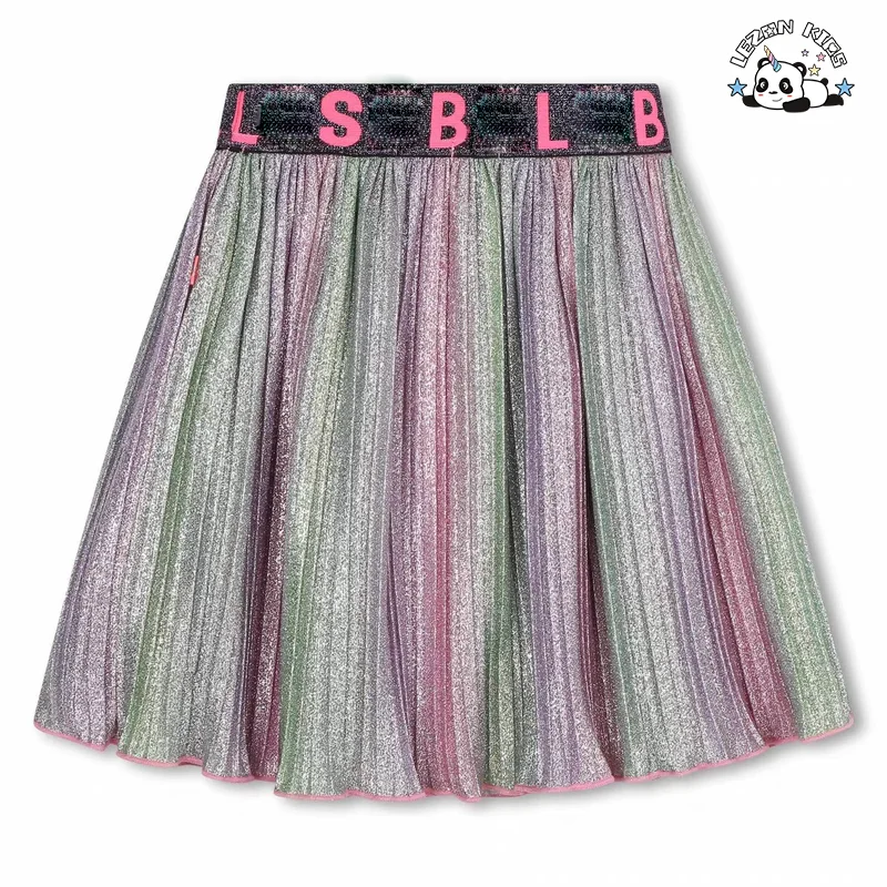Customized Metallic Pleated Skirt Young Sexy Mini Summer Girls Skirts for 2-14T - Product Image