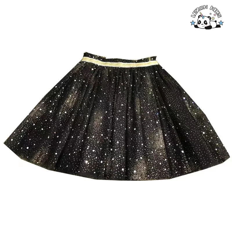 Factory direct price small golden pattern printed cool sparkle tutu skirts for girls kids