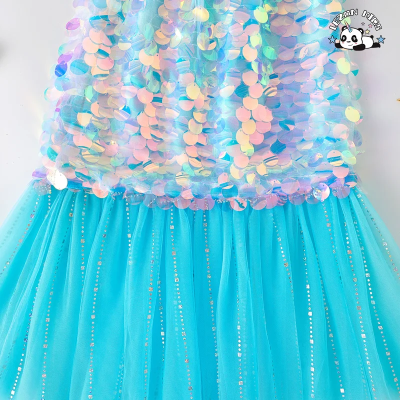 Hot Sale Mermaid Sequin Princess Half-length Fishtail Skirt Tube Top Girls Dress for Kids - Product Image