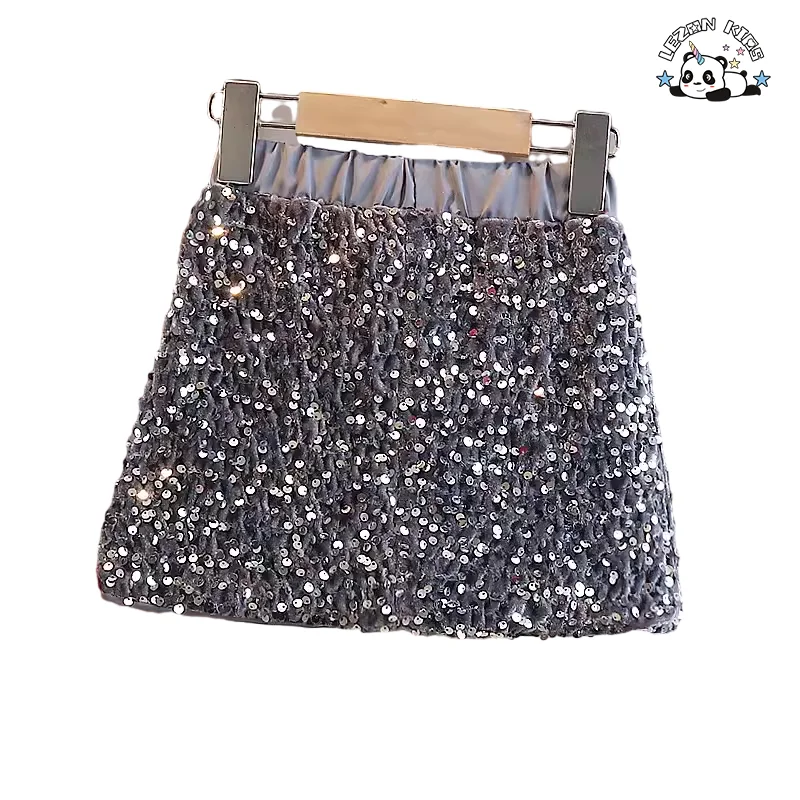 Hot Selling A-line Summer Style Fashionable Sequin Baby Short Girl Skirt for 2-14y Kids - Product Image