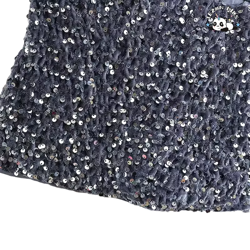 Hot Selling A-line Summer Style Fashionable Sequin Baby Short Girl Skirt for 2-14y Kids - Product Image