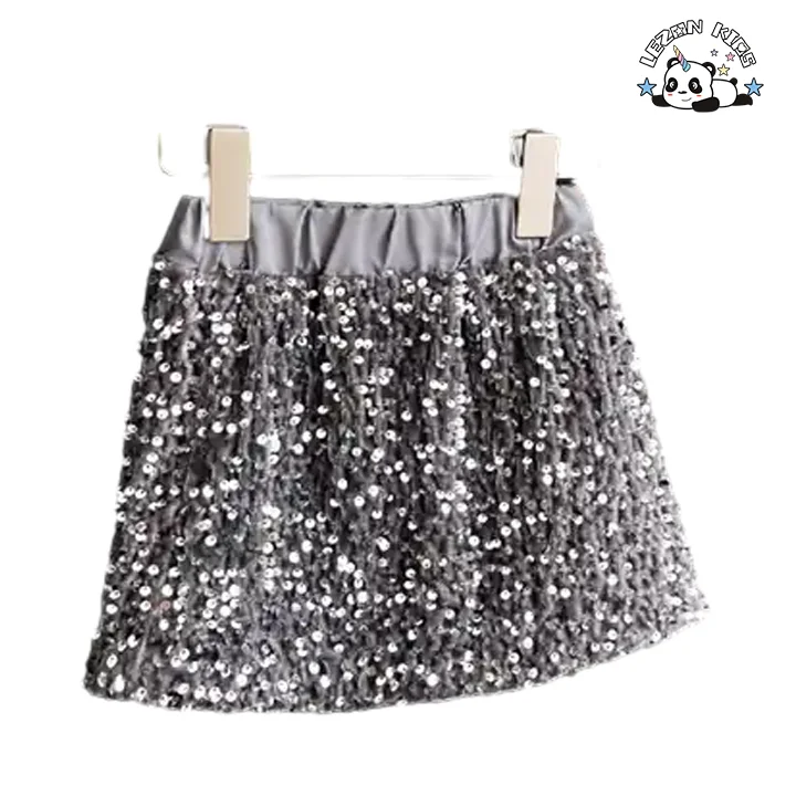 Hot Selling A-line Summer Style Fashionable Sequin Baby Short Girl Skirt for 2-14y Kids - Product Image