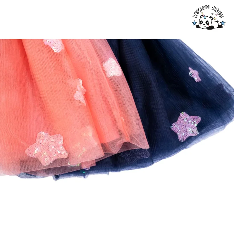 Saia Tutu Fofa e Casual com Estrelas e Lantejoulas para Meninas, Saia de Tule para Verão - Product Image