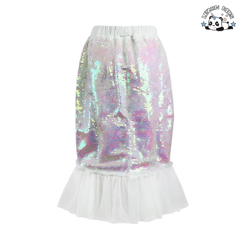 ODM OEM Custom Summer New Style Girls Mermaid Princess Dress Sequined Mesh Girls Fishtail Skirt - Product Image