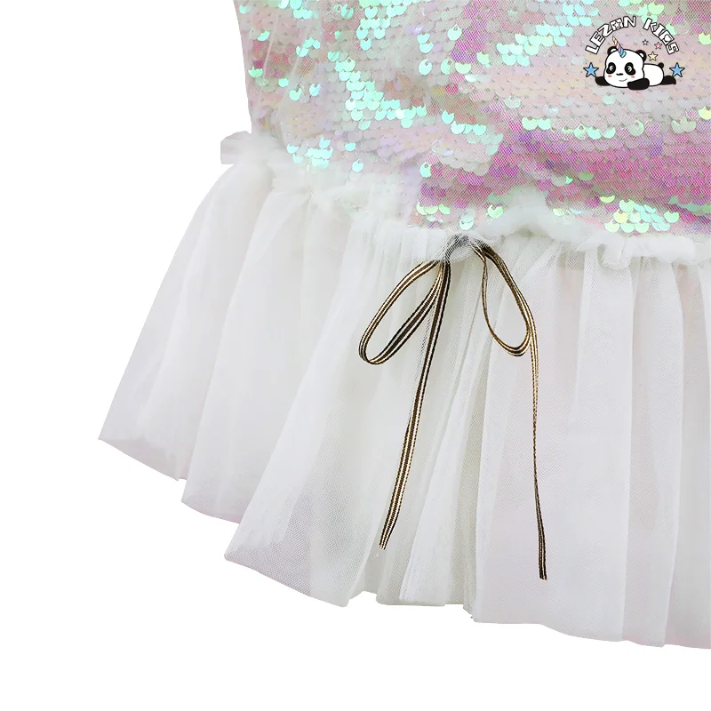 ODM OEM Custom Summer New Style Girls Mermaid Princess Dress Sequined Mesh Girls Fishtail Skirt - Product Image