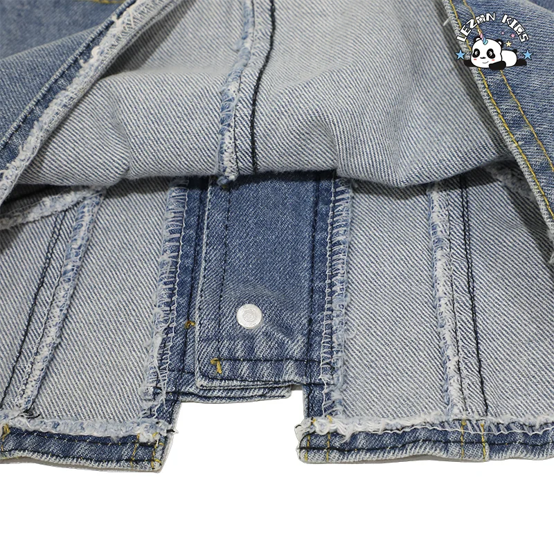 OEM Custom Design A-Line Children Denim Skirt Hand Make Gems 2-14 Years Girls Denim Skirt - Product Image