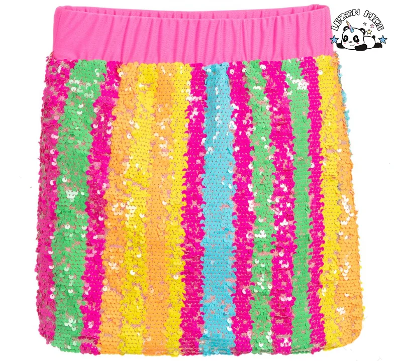 Saias Curtas de Meninas com Lantejoulas Coloridas e Bordadas, Respiráveis e Personalizadas para Crianças de 2 a 14 Anos - Product Image
