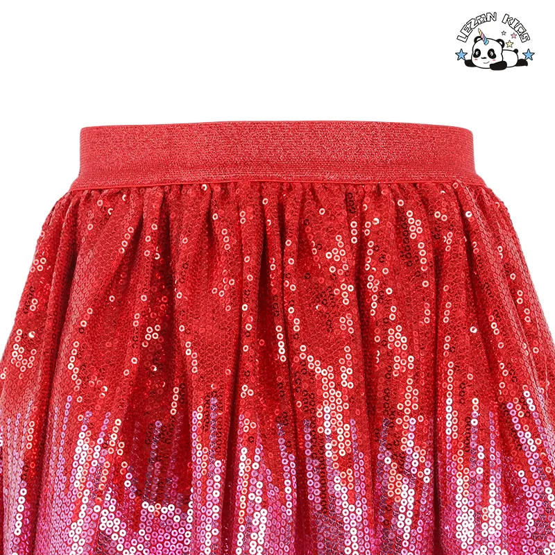 OEM Customizable Breathable Little Girl Skirts Sparkling Sequin Princess Dance Party Mini Skirts for Girls - Product Image