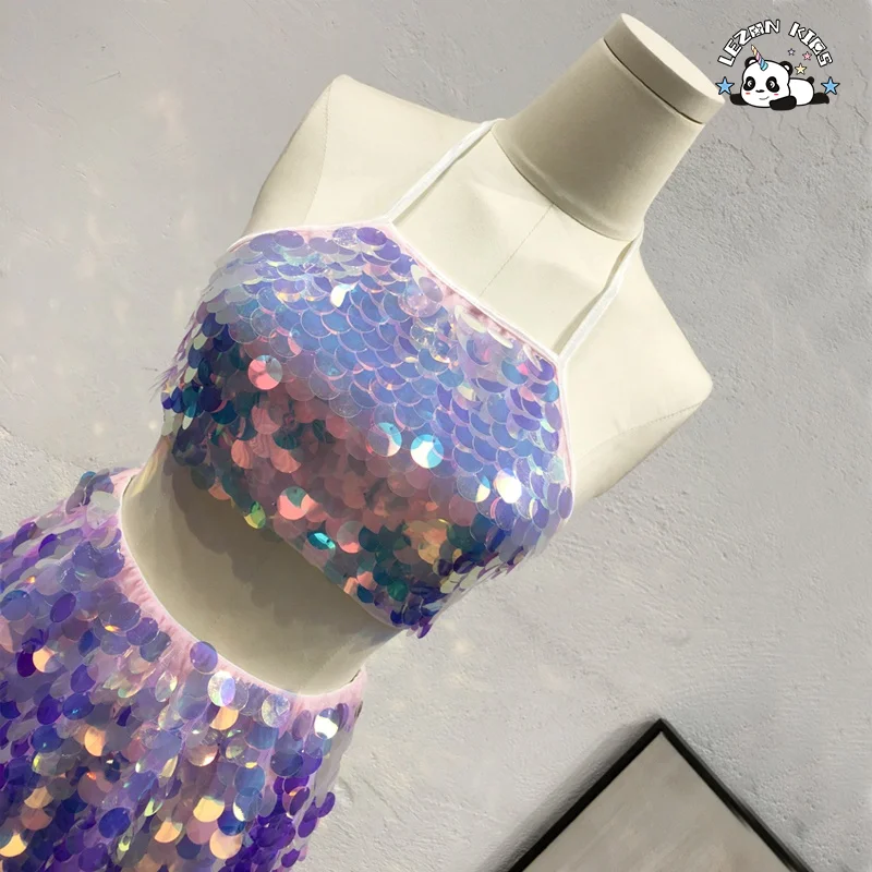 OEM Flip Colorful Big Sequin Beach Girls Skirts For 2-12Years Rainbow Sequin Kids Skirt - Product Image