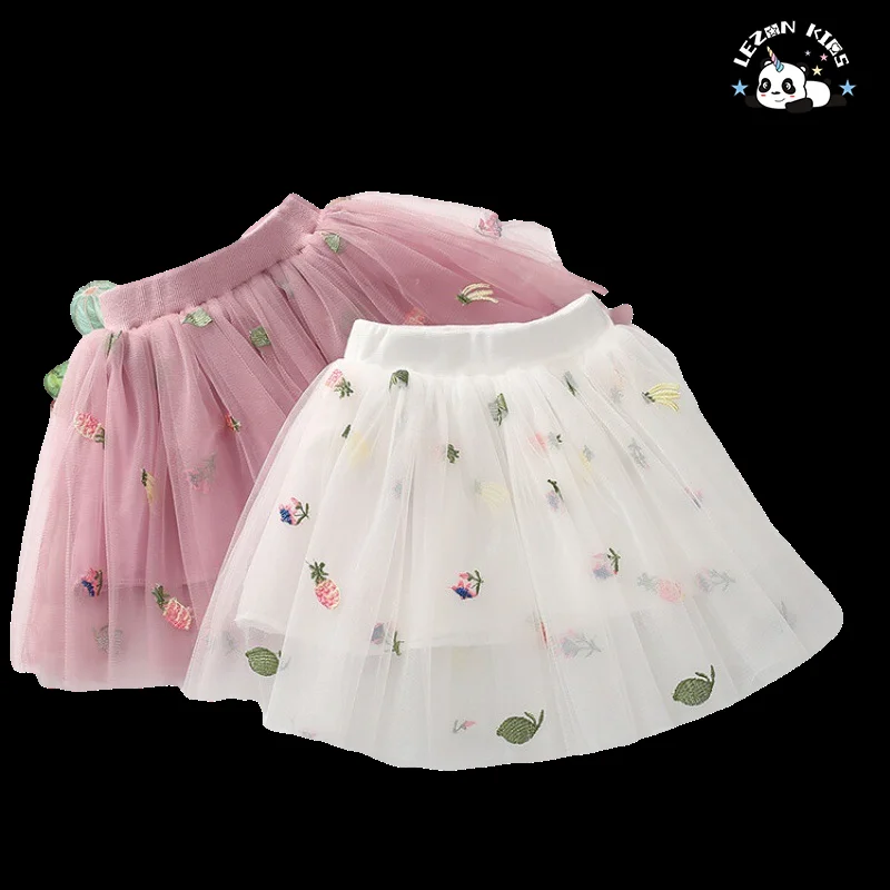 Professional Factory Girls Summer Mini Skirt Banana Pineapple Decoration Mesh Tutu Skirt - Product Image