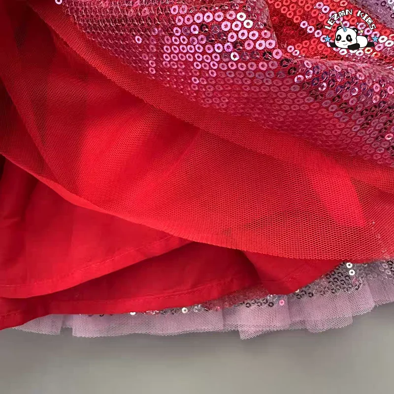 Pure Color Cute Girls Sequin Skirt Summer Breathable Cotton Short Casual Print Children Skirt - Product Image