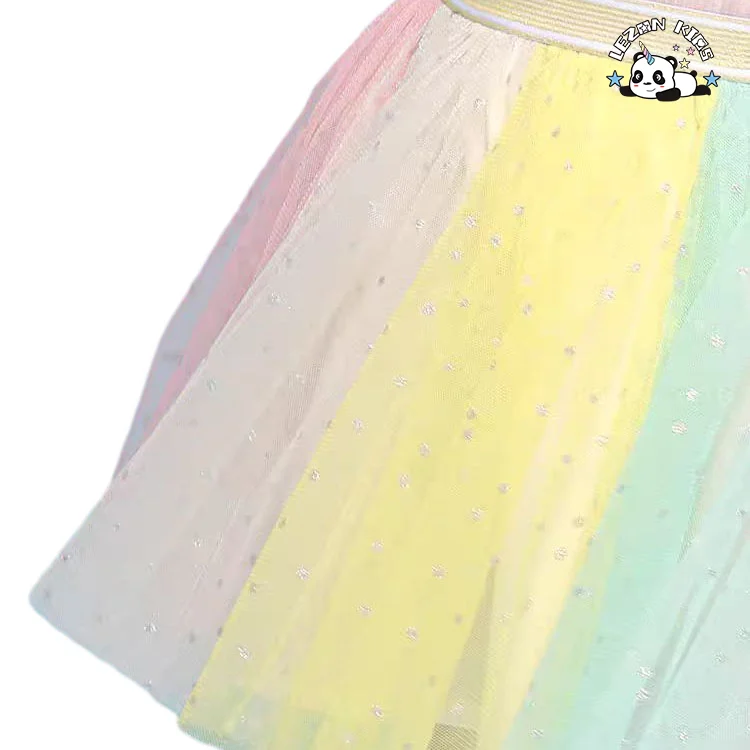Atacado de Novo Produto saia curta de verão com estampa de lantejoulas coloridas para meninas - Product Image