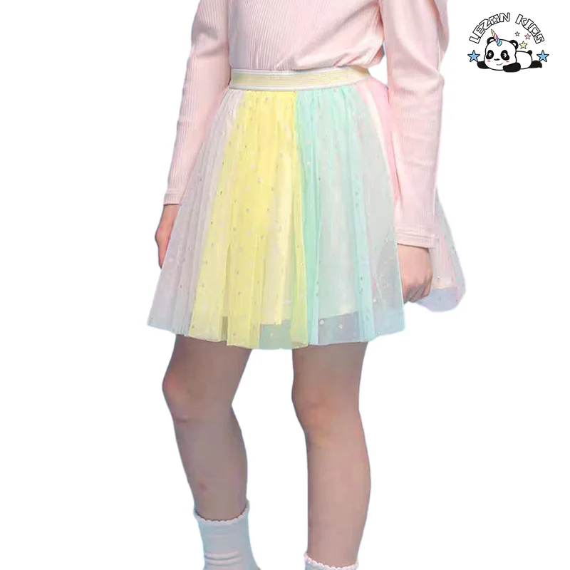 Atacado de Novo Produto saia curta de verão com estampa de lantejoulas coloridas para meninas - Product Image