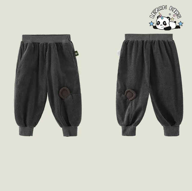 Calças personalizadas unissex para crianças em corduroy sólido, calças de algodão para meninos de 2 a 14 anos - Product Image