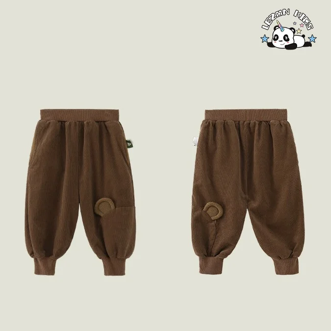Calças personalizadas unissex para crianças em corduroy sólido, calças de algodão para meninos de 2 a 14 anos - Product Image